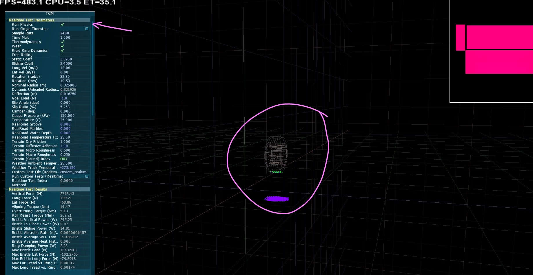 Run Physics activated at top of tTool GUI menu